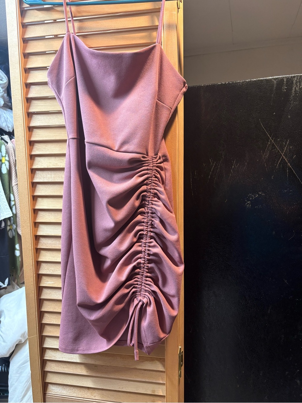 Windsor Mauve Ruched Side Spaghetti Strap Mini Dress